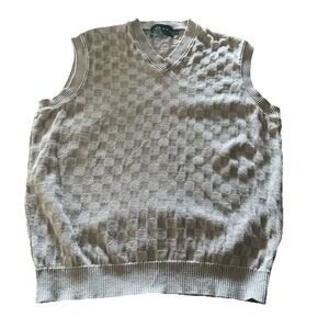 TUNDRA Canada Cotton Sweater Vest Size L Square Knit Preppy‎